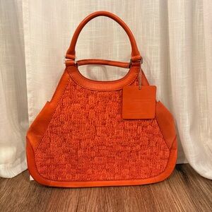 Vintage 60s 70s Jerry Terrence The Original Carpet Bag Orange Leather Boho Retro